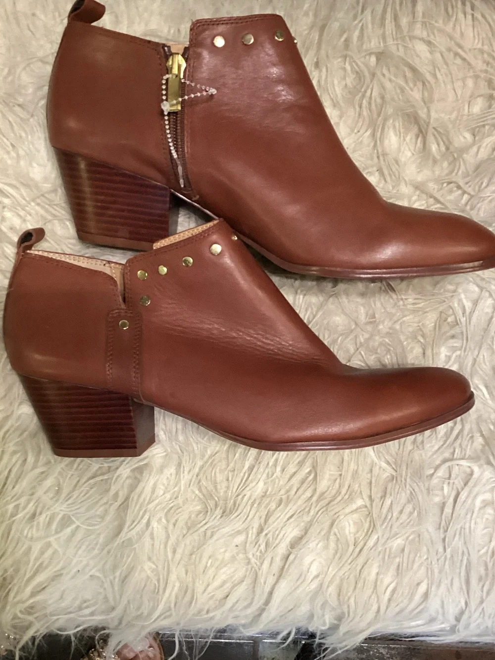 Franco Sarto Brown Leather Ankle Booties